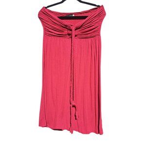 Gabriella Rocha Womens M Red Off Shoulder Ruched Knit Dress Braided Tie